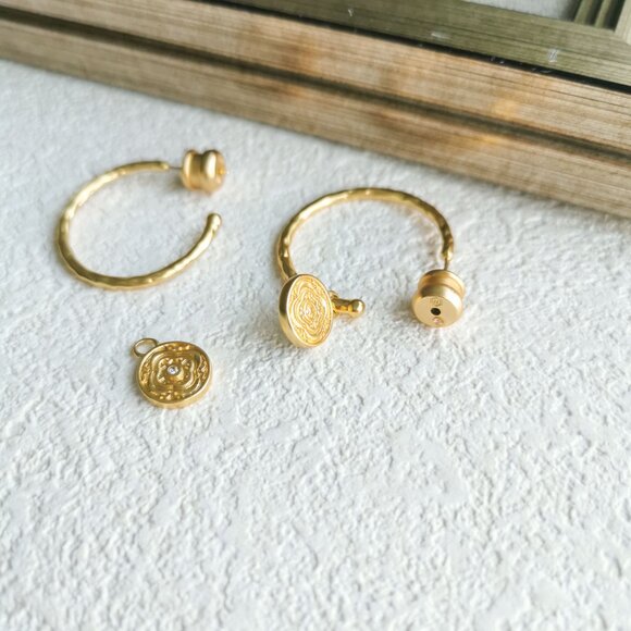 Julie Vos Astor Crystal Gold Hoop & Charm Earrings - Picture 5 of 5